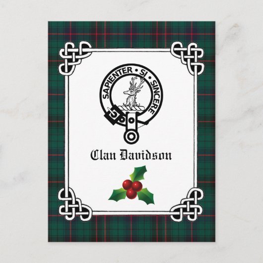 Carte Postale Clan Davidson Crest Badge & Tartan Holiday (Devant)