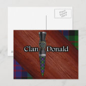 Carte Postale Clan Donald Tartan Sgian Dubh Blade (Devant / Derrière)
