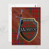 Carte Postale Clan écossais Monroe Munro Tartan Shield et épée (Devant / Derrière)