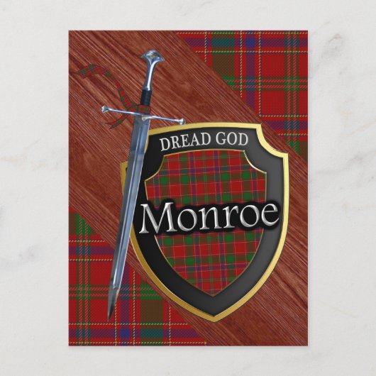 Carte Postale Clan écossais Monroe Munro Tartan Shield et épée (Devant)
