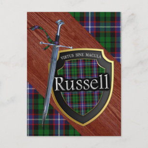 Carte Postale Clan écossais Russell Tartan Sword & Shield