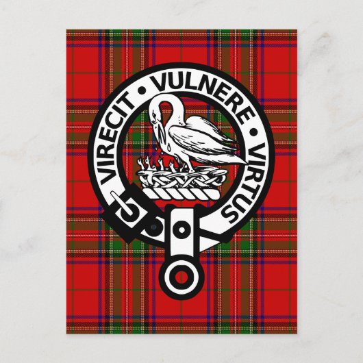 Carte Postale Clan écossais Stuart Tartan et Crest (Devant)