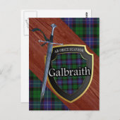 Carte Postale Clan Galbraith Tartan Epée & Bouclier (Devant / Derrière)