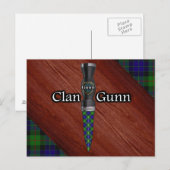Carte Postale Clan Gunn Tartan Sgian Dubh Blade (Devant / Derrière)