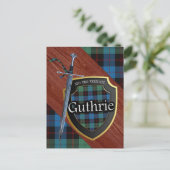 Carte Postale Clan Guthrie Tartan Épée & Bouclier (Debout devant)