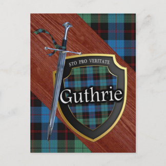 Carte Postale Clan Guthrie Tartan Épée & Bouclier