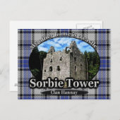 Carte Postale Clan Hannay Tartan Sorbie Tower Écosse (Devant / Derrière)