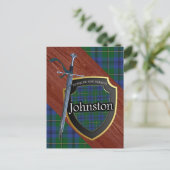 Carte Postale Clan Johnstone Johnston Tartan Sword & Shield (Debout devant)