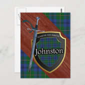 Carte Postale Clan Johnstone Johnston Tartan Sword & Shield (Devant / Derrière)