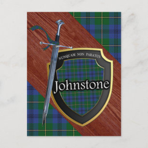Carte Postale Clan Johnstone Tartan Épée & Bouclier