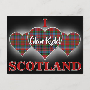 Carte Postale Clan Kidd I Love Scotland Tartan Heart