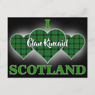 Carte Postale Clan Kincaid I Love Scotland Tartan Heart