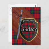 Carte Postale Clan Lindsey Tartan Sword & Shield (Devant / Derrière)