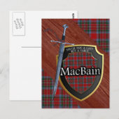 Carte Postale Clan MacBain Tartan Epée & Bouclier (Devant / Derrière)
