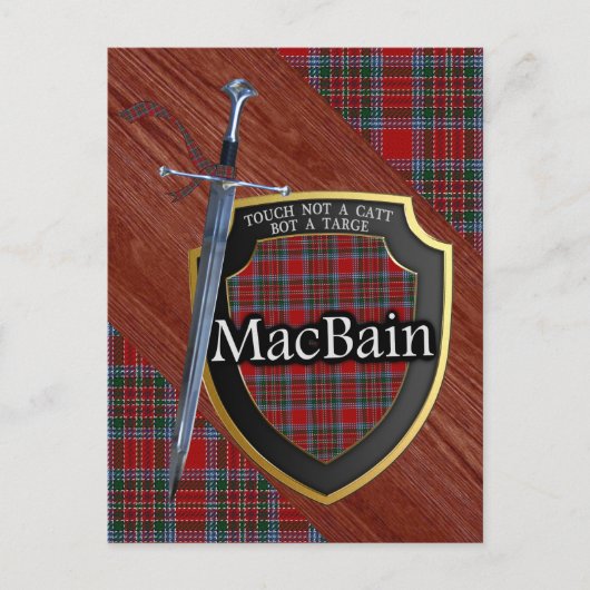 Carte Postale Clan MacBain Tartan Epée & Bouclier (Devant)