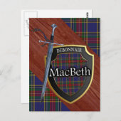 Carte Postale Clan MacBeth Tartan Sword & Shield (Devant / Derrière)