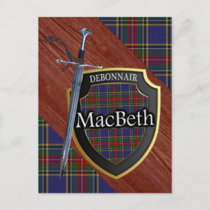 Carte Postale Clan MacBeth Tartan Sword & Shield