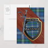 Carte Postale Clan MacDowall Tartan Épée et Bouclier (Devant / Derrière)