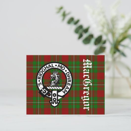 Carte Postale Clan MacGregor Crest Badge & Tartan (Debout devant)