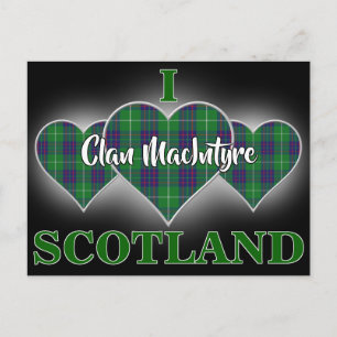 Carte Postale Clan MacIntyre I Love Scotland Tartan Heart