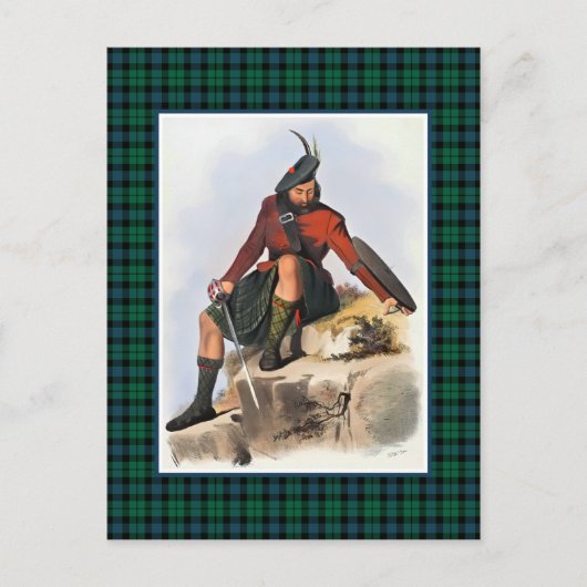 Carte Postale Clan MacKay Illustration Vintage Cadre Tartan (Devant)