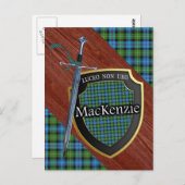 Carte Postale Clan MacKenzie Tartan Sword & Shield (Devant / Derrière)
