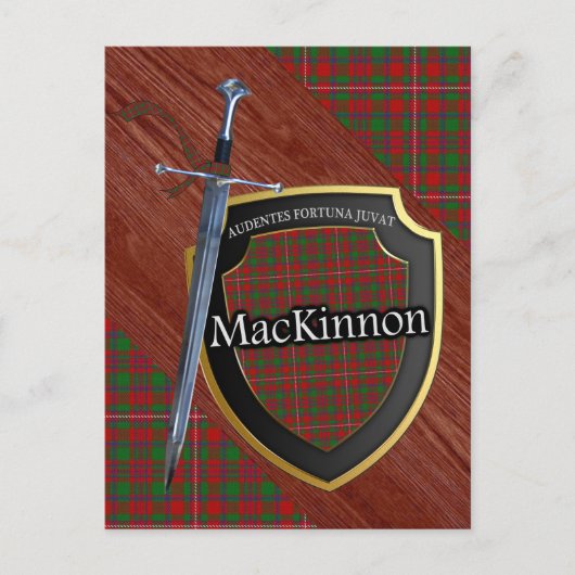 Carte Postale Clan MacKinnon Tartan Sword & Shield (Devant)