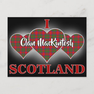 Carte Postale Clan MacKintosh I Love Scotland Tartan Heart