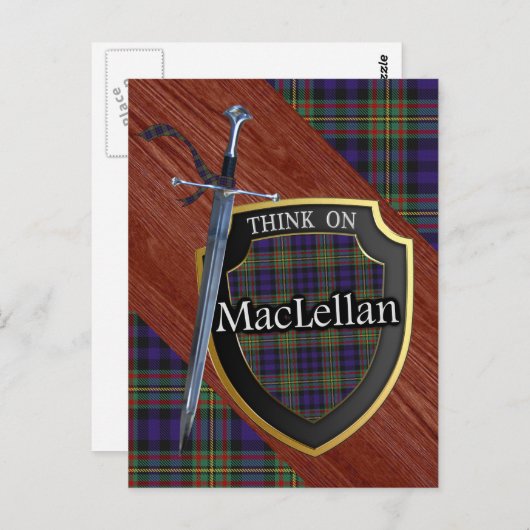Carte Postale Clan MacLellan Tartan Sword & Shield (Devant / Derrière)