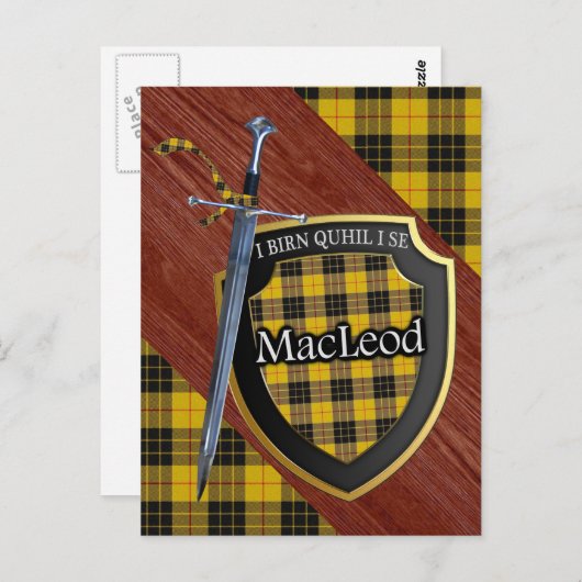 Carte Postale Clan MacLeod Tartan Sword & Shield (Devant / Derrière)