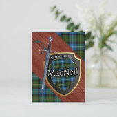 Carte Postale Clan MacNeil Tartan Sword & Shield (Debout devant)