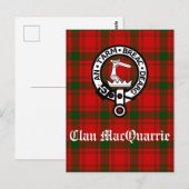 Carte Postale Clan MacQuarrie Tartan et Crest (Devant / Derrière)