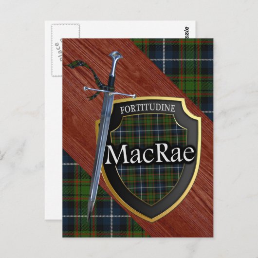 Carte Postale Clan MacRae Tartan Sword & Shield (Devant / Derrière)