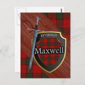 Carte Postale Clan Maxwell Tartan Epée & Bouclier (Devant / Derrière)