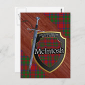 Carte Postale Clan McIntosh Tartan Sword & Shield (Devant / Derrière)