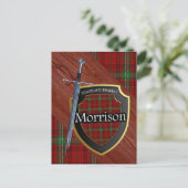 Carte Postale Clan Morrison Tartan Sword & Shield (Debout devant)