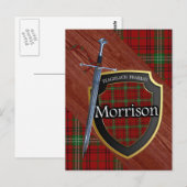 Carte Postale Clan Morrison Tartan Sword & Shield (Devant / Derrière)