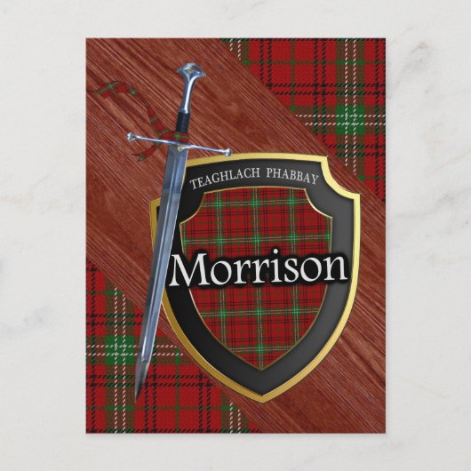 Carte Postale Clan Morrison Tartan Sword & Shield (Devant)