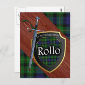 Carte Postale Clan Rollo Tartan Épée & Bouclier (Devant / Derrière)