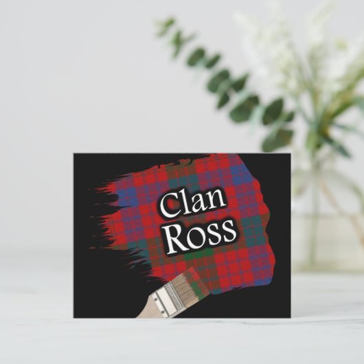 Carte Postale Clan Ross Scottish Tartan Paint Brush (Debout devant)