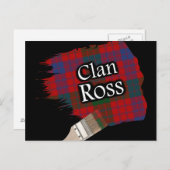 Carte Postale Clan Ross Scottish Tartan Paint Brush (Devant / Derrière)