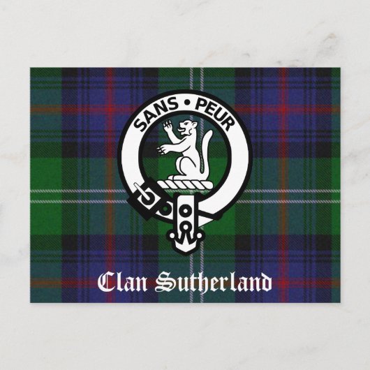 Carte Postale Clan Sutherland Crest & Tartan (Devant)