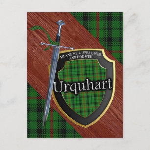 Carte Postale Clan Urquhart Tartan Epée & Bouclier