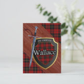 Carte Postale Clan Wallace Tartan Epée & Bouclier (Debout devant)