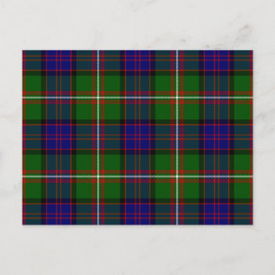 Carte Postale Clanranald tartan bleu vert plaid