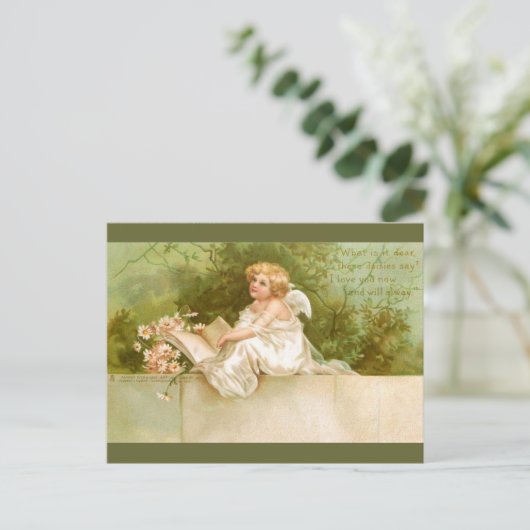 Carte Postale Clapsaddle : Angel avec livre et fleurs (Debout devant)