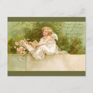 Carte Postale Clapsaddle : Angel avec livre et fleurs