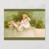 Carte Postale Clapsaddle : Angel avec livre et fleurs (Devant)
