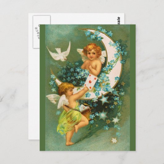 Carte Postale Clapsaddle : Deux Cherubs sur une drépanocyte (Devant / Derrière)