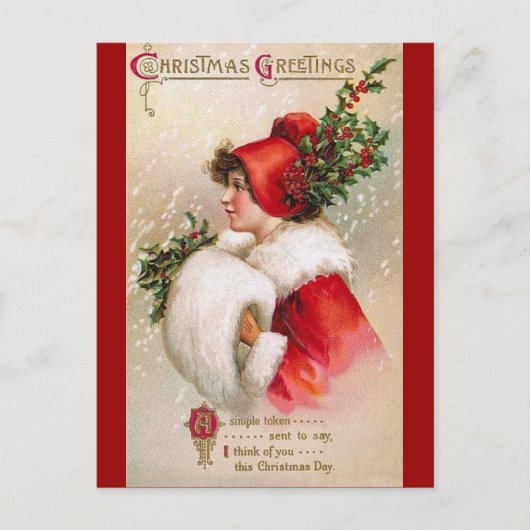 Carte Postale Clapsaddle : Fille d'hiver avec le casquette de (Devant)